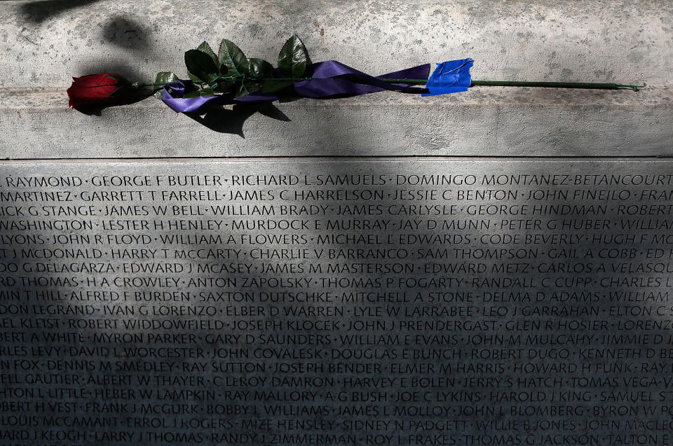 The National Law Enforcement Memorial in Washington, D.C., contains the names of 51 agents belonging to ICE or its predecessor agencies who have died in the line of duty since 1915. (Photo: Win McNamee via Getty Images)