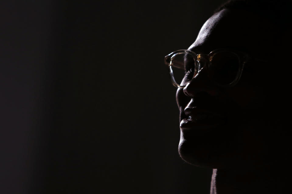 NBA basketball player Russell Westbrook waits for the start of the Altuzarra Spring 2014 collection show during Fashion Week, Saturday, Sept. 7, 2013, in New York. (AP Photo/Jason DeCrow)