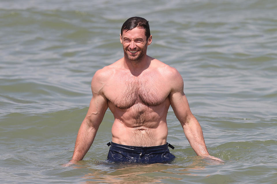 Hugh Jackman swimming