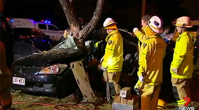 Two teens are in serious but stable conditions after slamming their car into a tree on the Gold Coast. Source: 7 News