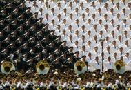 Military band sing and salute at the Tiananmen Square at the beginning of the military parade marking the 70th anniversary of the end of World War Two, in Beijing, China, September 3, 2015. REUTERS/Damir Sagolj