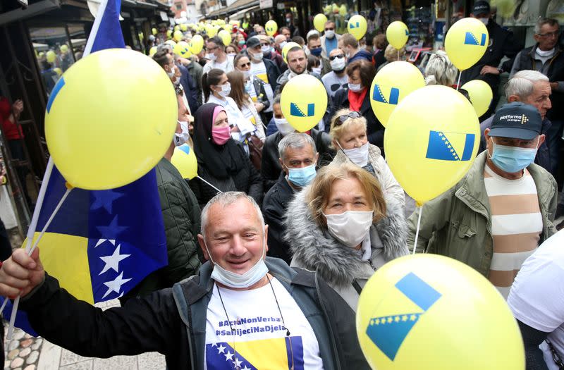 Bosnians protest against corruption and a delayed election in Sarajevo