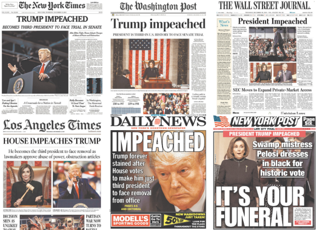 How newspapers around the country covered Trump’s impeachment