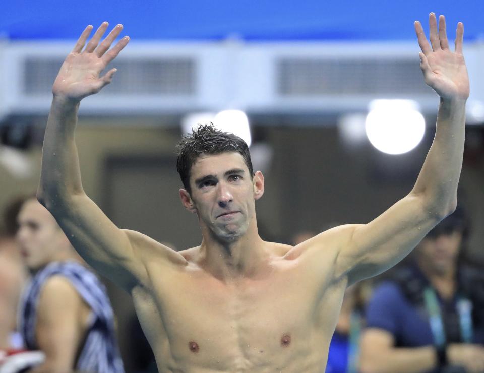 2016 Rio Olympics - Swimming - Final - Men's 4 x 100m Medley Relay Final - Olympic Aquatics Stadium - Rio de Janeiro, Brazil - 13/08/2016. Michael Phelps (USA) of USA reacts.  REUTERS/Dominic Ebenbichler  FOR EDITORIAL USE ONLY. NOT FOR SALE FOR MARKETING OR ADVERTISING CAMPAIGNS.  