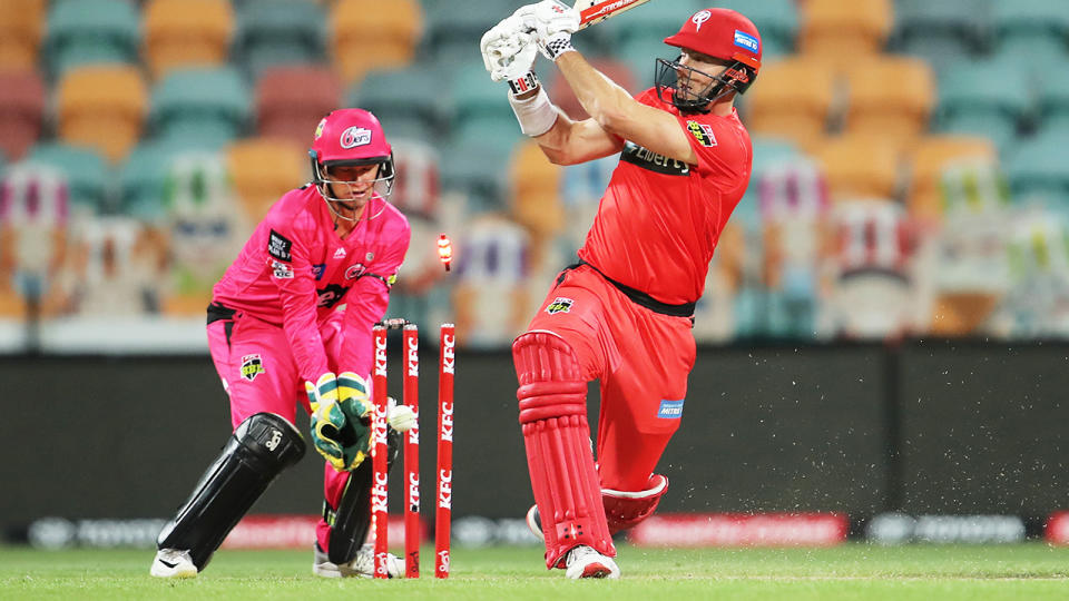 The Melbourne Renegades collapsed to the second worst BBL loss in league history against the Sydney Sixers on Sunday night. (Photo by Matt King/Getty Images)