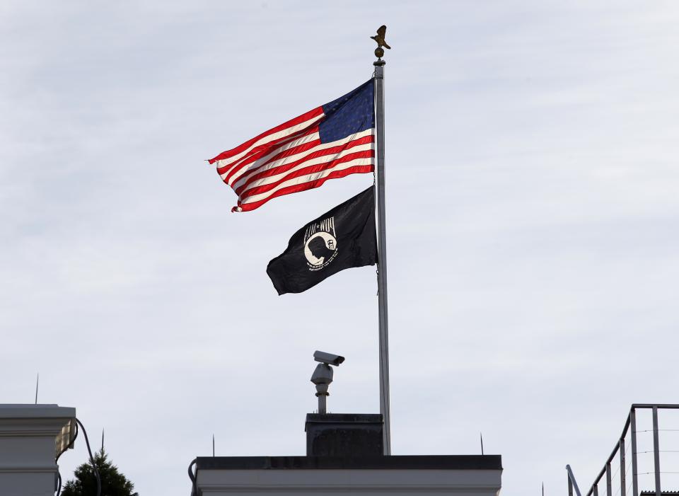 POW-MIA flag is flown over the White House in Washington on Veterans Day