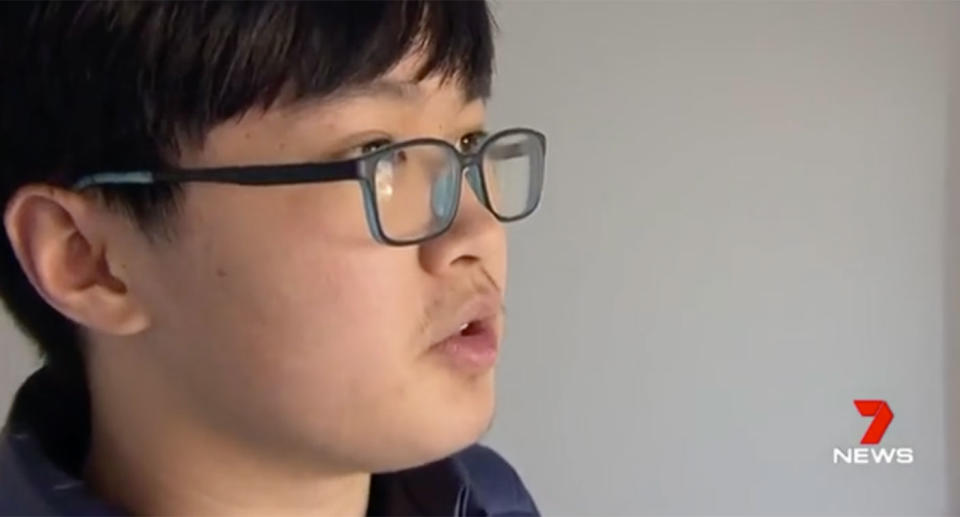 Teenage boy Martin Wu described the frightening moment he watched a plane smash into the front yard of his family home in Mordialloc. Source: 7 News