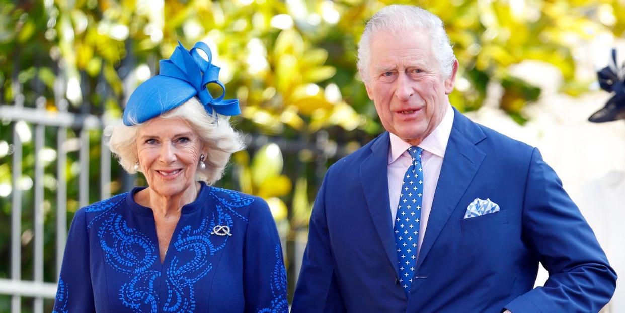 windsor, united kingdom april 09 embargoed for publication in uk newspapers until 24 hours after create date and time camilla, queen consort and king charles iii attend the traditional easter sunday mattins service at st georges chapel, windsor castle on april 9, 2023 in windsor, england photo by max mumbyindigogetty images