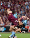 <p>Josh Reynolds and Beau Scott were penalised for the sickening tackle on Brent Tate.</p>