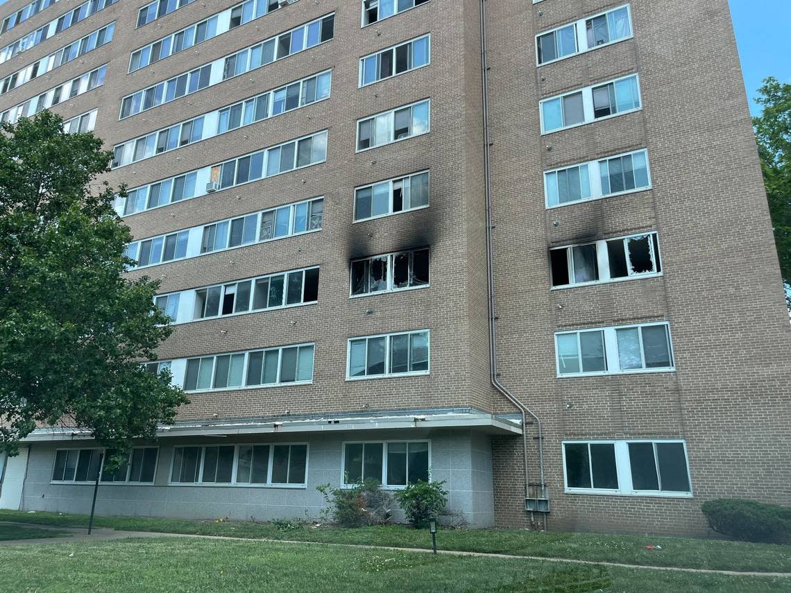 Fire damage sustained at Independence Towers on June 17, 2024, after firefighters were called out to douse an early morning blaze in a second floor apartment which displaced tenants in 27 apartment units over three floors.