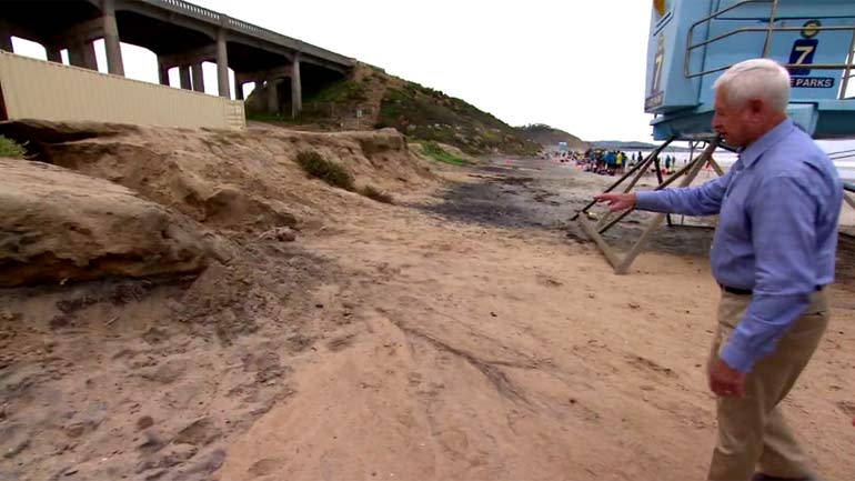 Paul Ybarrondo points to the site where Barbara Nantais' body was found / Credit: CBS News