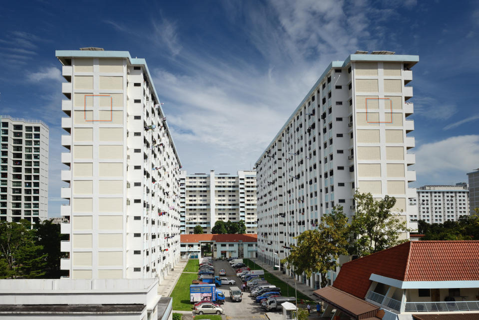Housing Development Board (HDB) apartments in Singapore's east side, illustrating a story on private property owners buying resale HDB units.