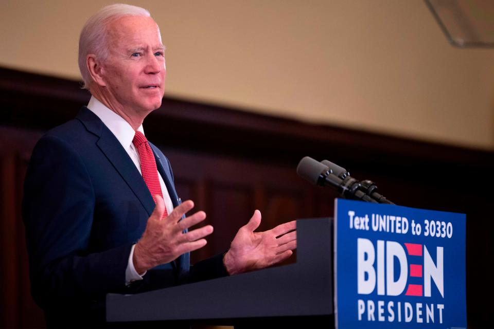Joe Biden speaks about the unrest across the country from City Hall on June 2, 2020, in Philadelphia.