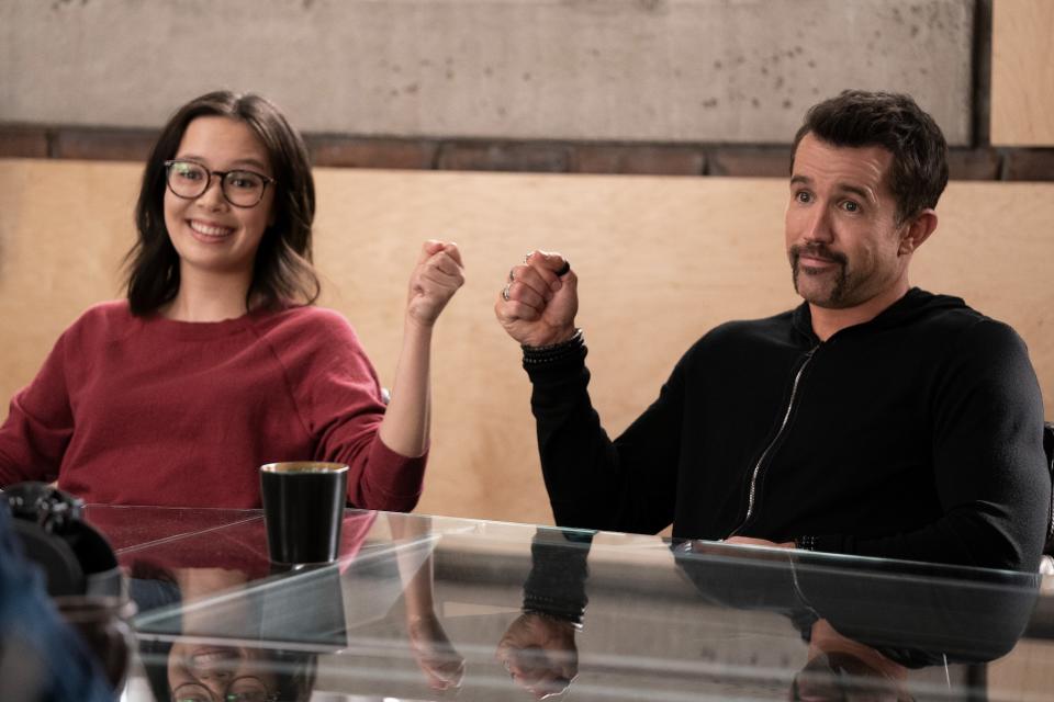 Charlotte Nicdao and Rob McElhenney as video game makers Poppy and Ian in Mythic Quest. (Photo: Apple)