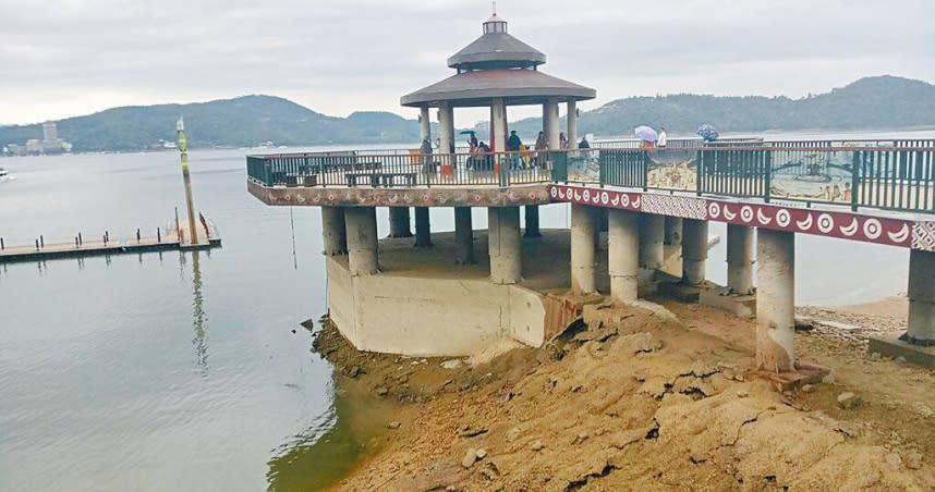 南投地區累計45.5毫米降雨，日月潭水庫進流量最大約每秒6噸（cms），約增加21.6萬噸庫容。（圖／日月潭風管處提供／中國時報楊靜茹南投傳真）