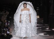 Kaia Gerber looks ready to walk down the aisle at the Givenchy Women's Spring-Summer 2020 Haute Couture fashion show on Monday in Paris.