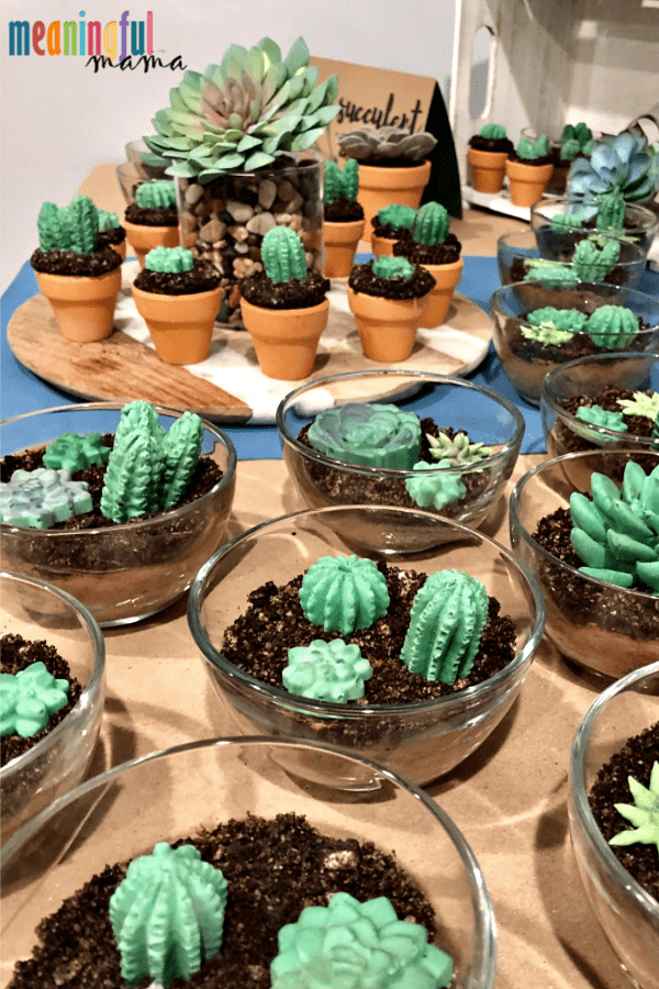 desserts that look like succulents in dirt are a great baby shower idea