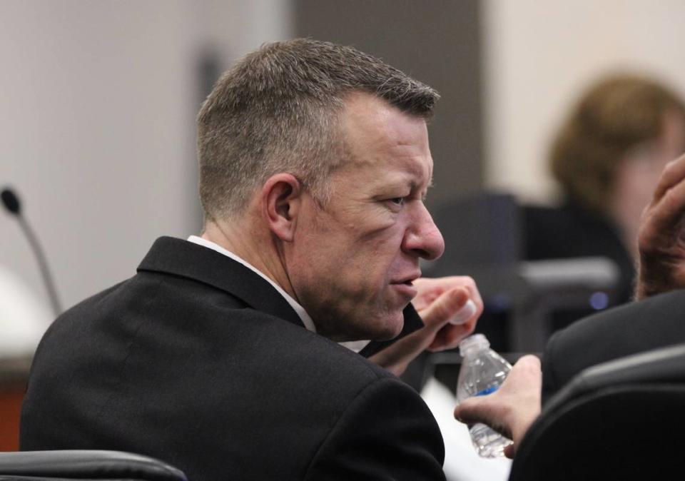 Paul Flores takes a sip of water during the trial against him for the 1996 murder of Kristin Smart in the Monterey County Superior Court in Salinas on Aug. 16, 2022.