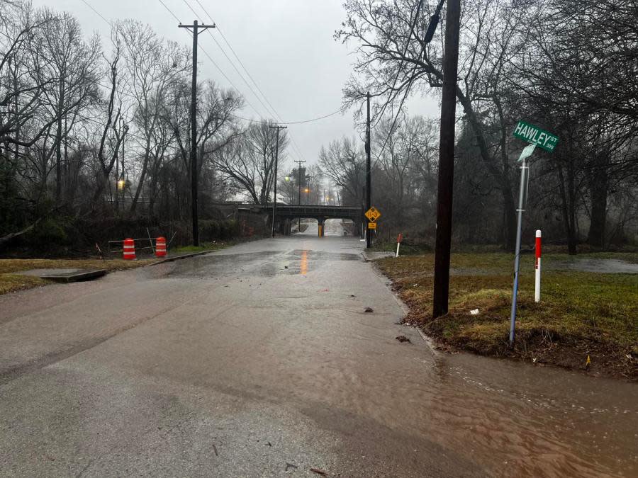 Flooded roads, courtesy of Marshall, TX Police Department