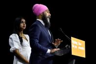 New Democratic Party (NDP) leader Jagmeet Singh on election night in Vancouver
