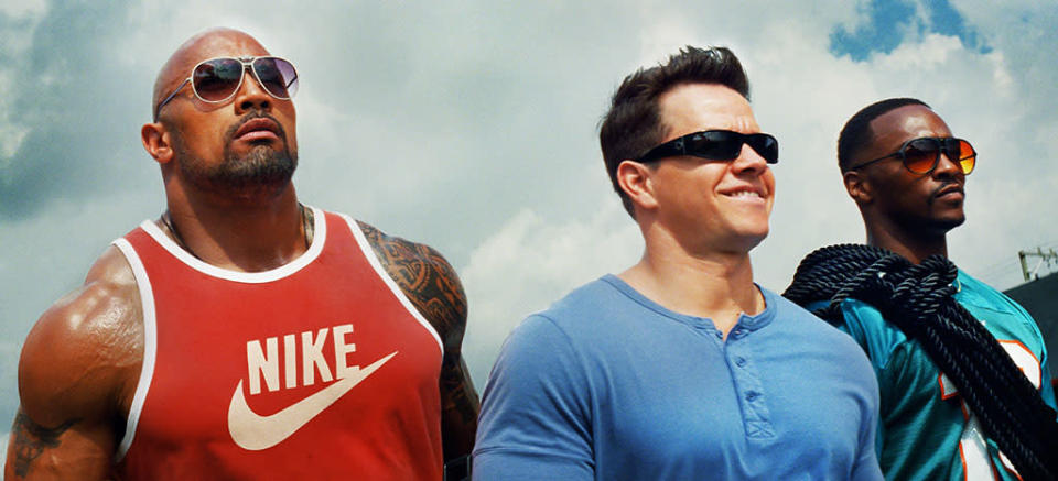 Dwayne Johnson, Mark Wahlberg and Anthony Mackie in Paramount Pictures' "Pain & Gain" - 2013