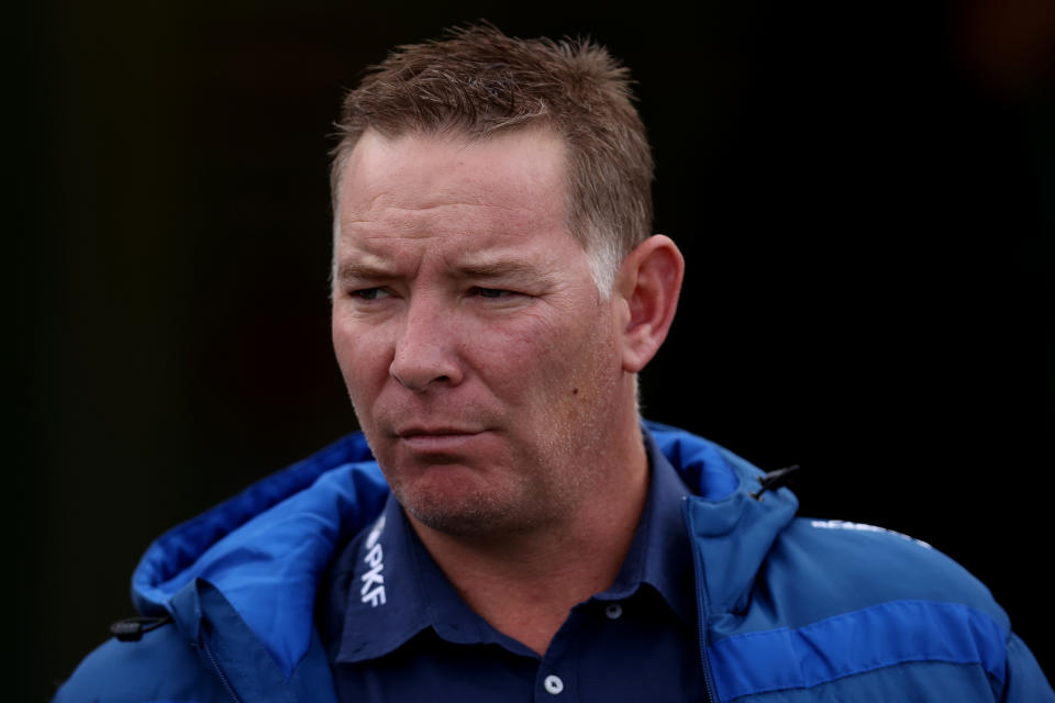 CANBERRA, AUSTRALIA - JULY 07: Adam O’Brien head coach of the Knights looks on ahead of the round 18 NRL match between Canberra Raiders and Newcastle Knights at GIO Stadium on July 07, 2024 in Canberra, Australia. (Photo by Jason McCawley/Getty Images)