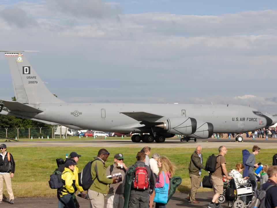 The USAF Boeing KC-135 Stratotanker USAF Boeing KC-135R Stratotanker parked in the static-display at the 2009 Royal International Air Tattoo RIAT RIAT airshow.