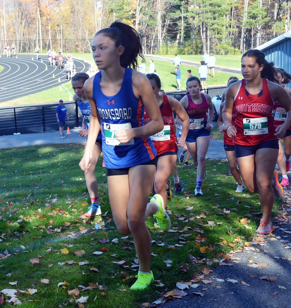 Boonsboro senior Cami Row finished fifth in the Maryland Class 1A West region girls cross country race at Catoctin on Nov. 3, 2022.