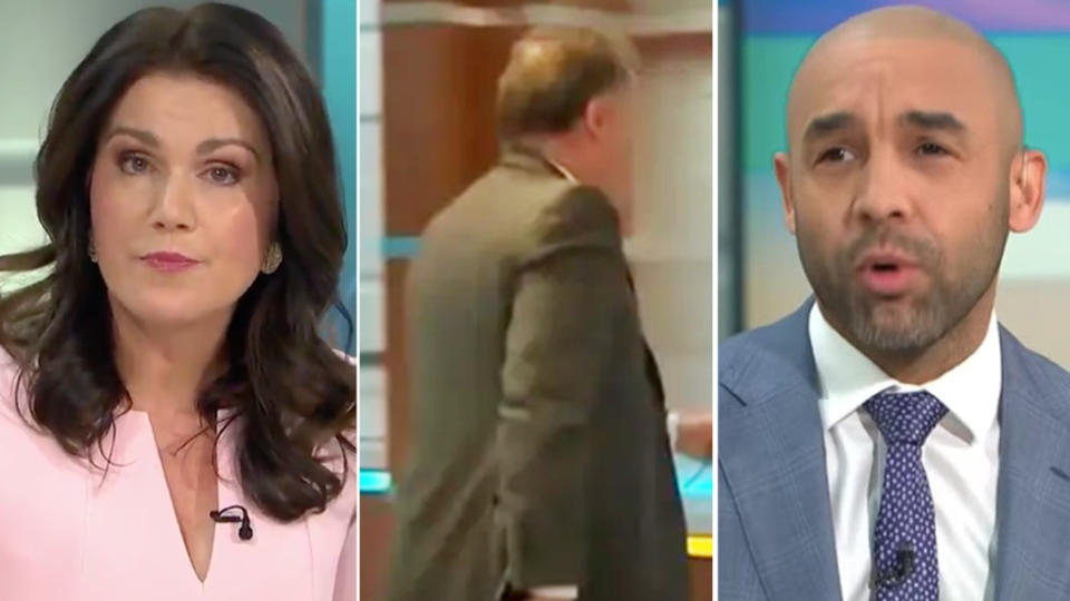 Piers Morgan’s former co-hosts Susanna Reid and Alex Beresford were ‘missing’ from the show after their heated Meghan Markle clash. Photo: Good Morning Britain/ITV.