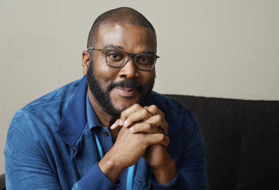 Tyler Perry, writer/director of the film "A Jazzman's Blues," poses for a portrait during the 2022 Toronto International Film Festival, Saturday, Sept. 10 2022, at the Shangri-La Hotel in Toronto. (AP Photo/Chris Pizzello)