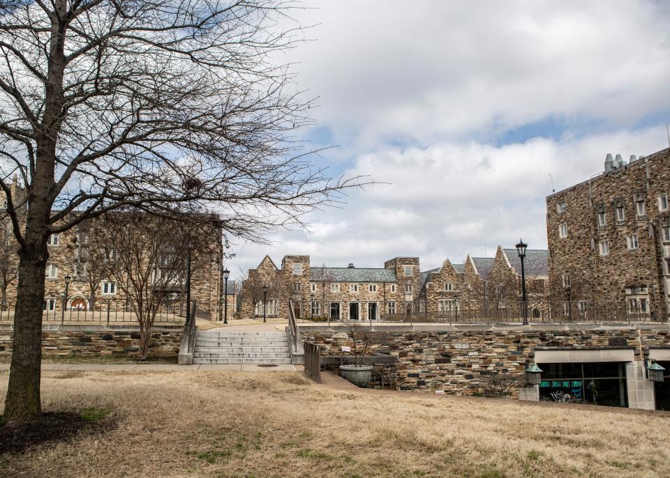 Rhodes College is almost empty during spring break on Thursday, March 12, 2020. The college announced that it is asking students not to return to campus following spring break .