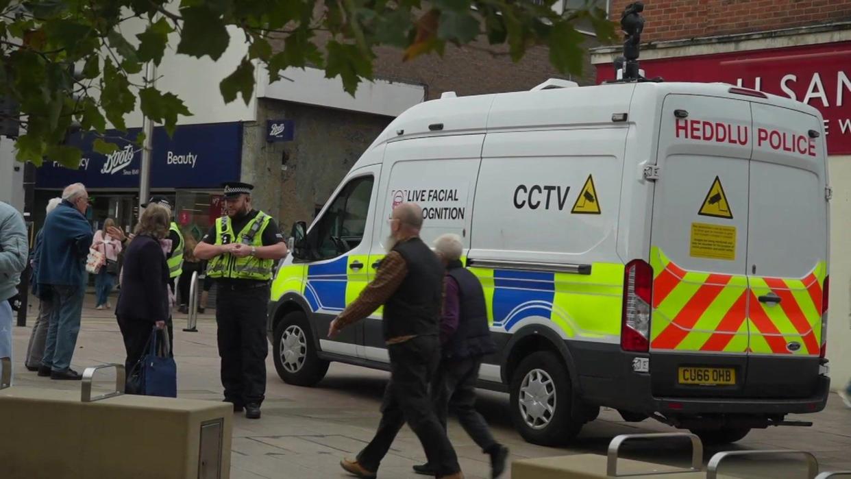 A live facial recognition van parked in Essex