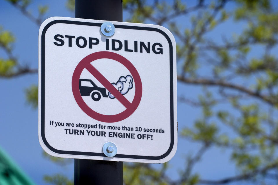 Contrary to popular belief, idling your car is much worse for the environment than turning it on and off when it doesn’t need to be in use, according to the <a href="http://www.edf.org/transportation/reports/idling" target="_blank">Environmental Defense Fund</a> (EDF).   <br></br> For every hour spent idling your car, you’re not only <a href="http://www.fueleconomy.gov/feg/driveHabits.jsp" target="_blank">wasting</a> a quarter to half a gallon of gas, but also emitting six pounds of carbon dioxide, by EDF estimates. <a href="http://www.slate.com/articles/health_and_science/the_green_lantern/2008/05/is_an_idle_car_the_devils_workshop.html" target="_blank">Slate</a> reports that if every American driver reduced their idling time by ten minutes a day, we’d eliminate 15.48 million metric tons of CO2 emissions per year.  <br></br> The EDF recommends reducing idling to under ten seconds when possible, and warming up your car and engine by driving it rather than letting it run.  Taking these tips into consideration would save you $70 to $650 a year on gas. <br></br> <em>What you can do: Avoid frequent braking, use cruise control when possible and keep your car off as much as possible.  Investing in a <a href="http://www.automatic.com/" target="_blank">gadget like Automatic</a>, for example, gives feedback on your personal driving skills and provides tips on greater fuel efficiency.</em> <br></br> (Photo by tillsonburg via Getty Images)