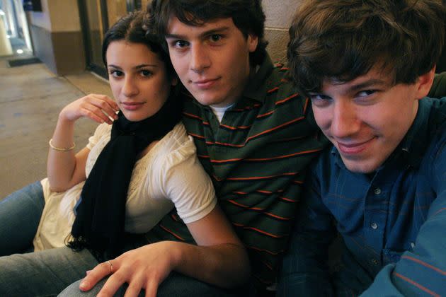 From left, Michele, Groff and Gallagher pose for a photograph outside the Eugene O'Neill Theatre in New York, Dec. 1, 2006. (Photo: TINA FINEBERG/ASSOCIATED PRESS)