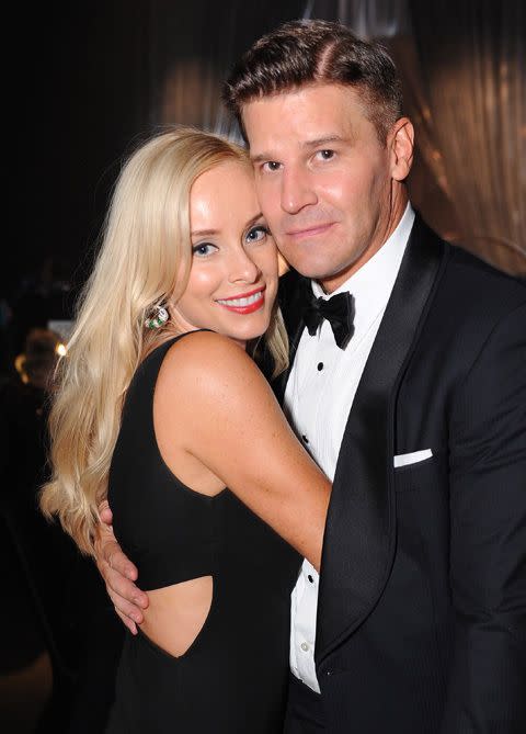 David Boreanaz with wife Jamie Bergam at this year's Emmy Awards. Credit: Getty Images