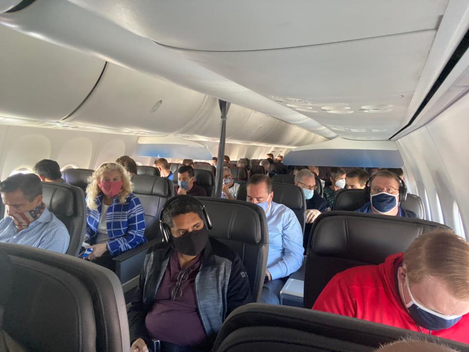 Passengers onboard the American Airlines flight