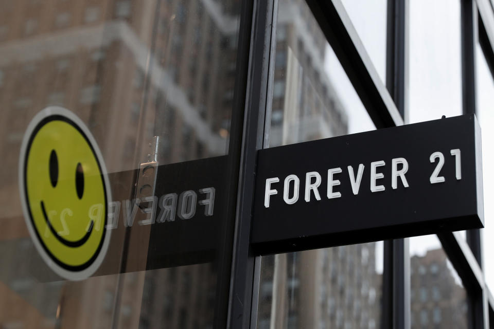 The sign for clothing retailer Forever 21 is seen outside the store in New York City, U.S., September 12, 2019. REUTERS/Shannon Stapleton