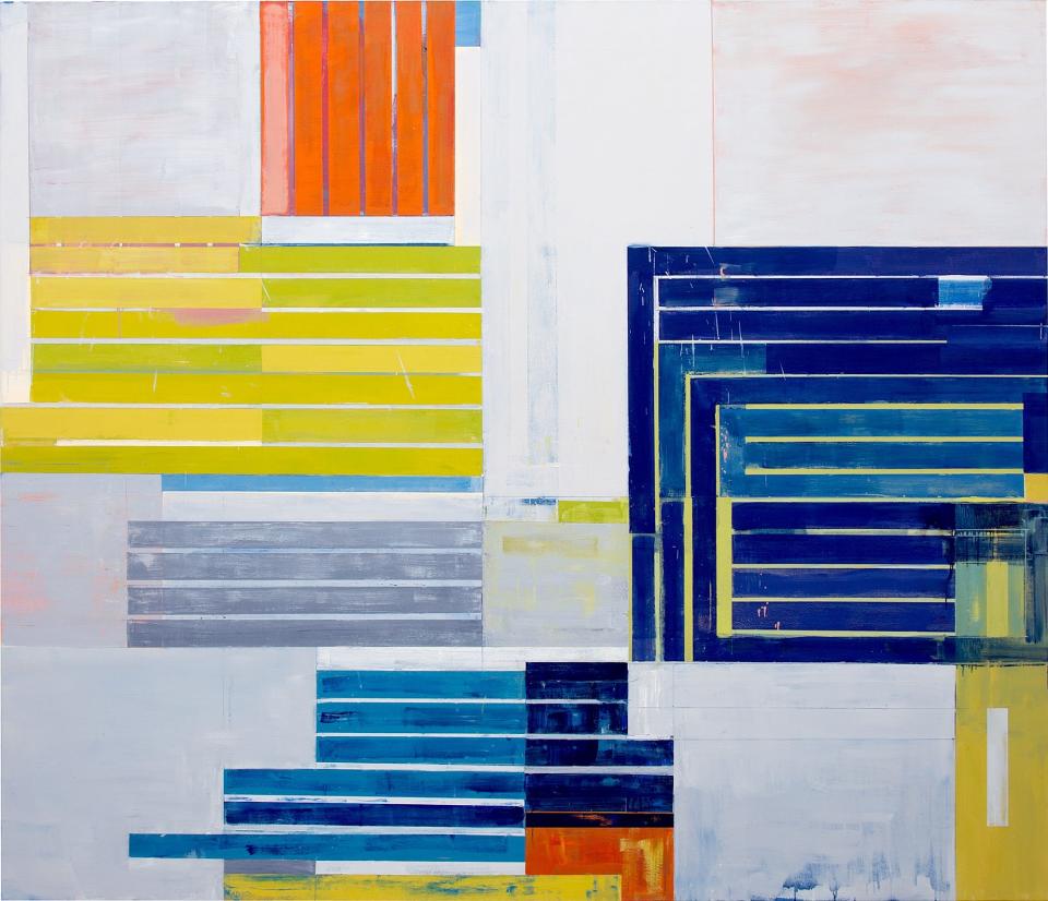 “Geometric Incidents” includes Lloyd Martin's "Blue Bender 1" artwork.