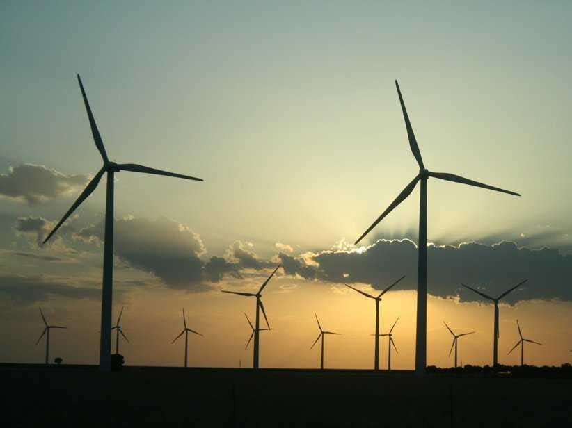 wind turbine sunset