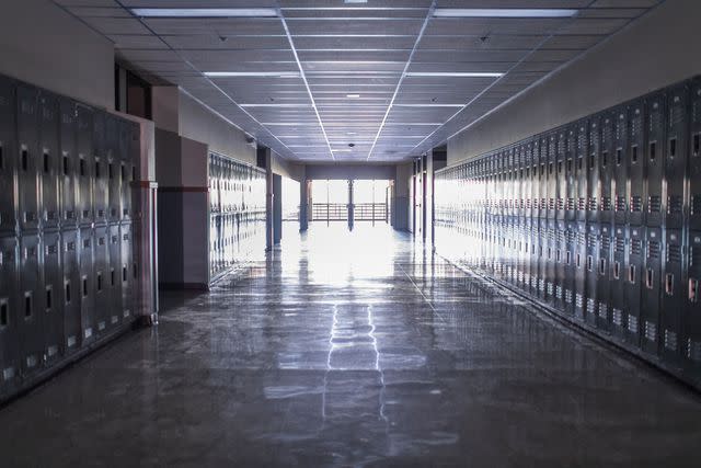 <p>Getty</p> Stock image of a school hallway.