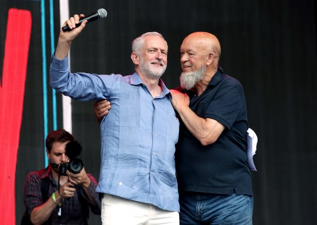 Labour leader Jeremy Corbyn and Michael Eavis