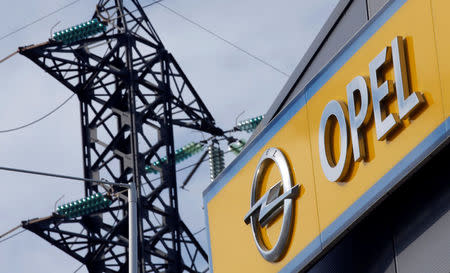 The logo of German car maker Opel is seen at a dealership in Marseille, France, February 22, 2017. REUTERS/Jean-Paul Pelissier