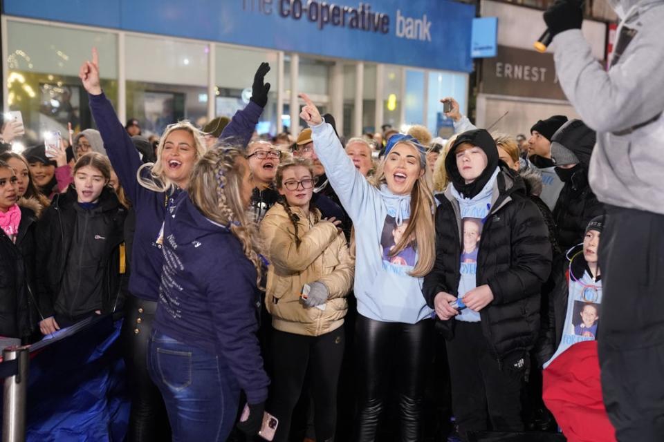 The crowd signs You’ll Never Walk Alone (Danny Lawson/PA) (PA Wire)