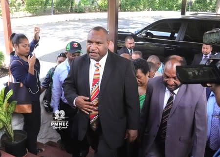 James Marape arrives at Government House to be sworn in as the new prime minister in Port Moresby