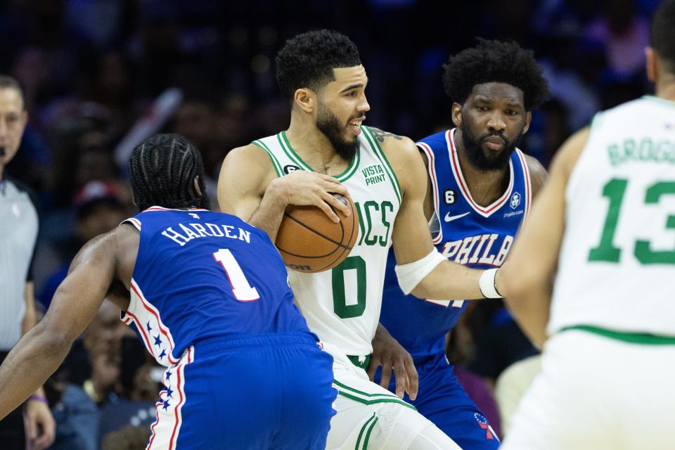 Jayson Tatum and the Celtics face the 76ers in the Eastern semifinals.