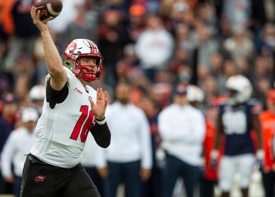 Western Kentucky Hilltoppers quarterback Austin Reed led the Football Bowl Subdivision with 4,744 passing yards last season.