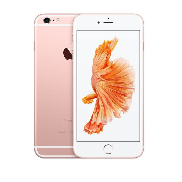 Rose gold iPhone 6S Plus, front and back.