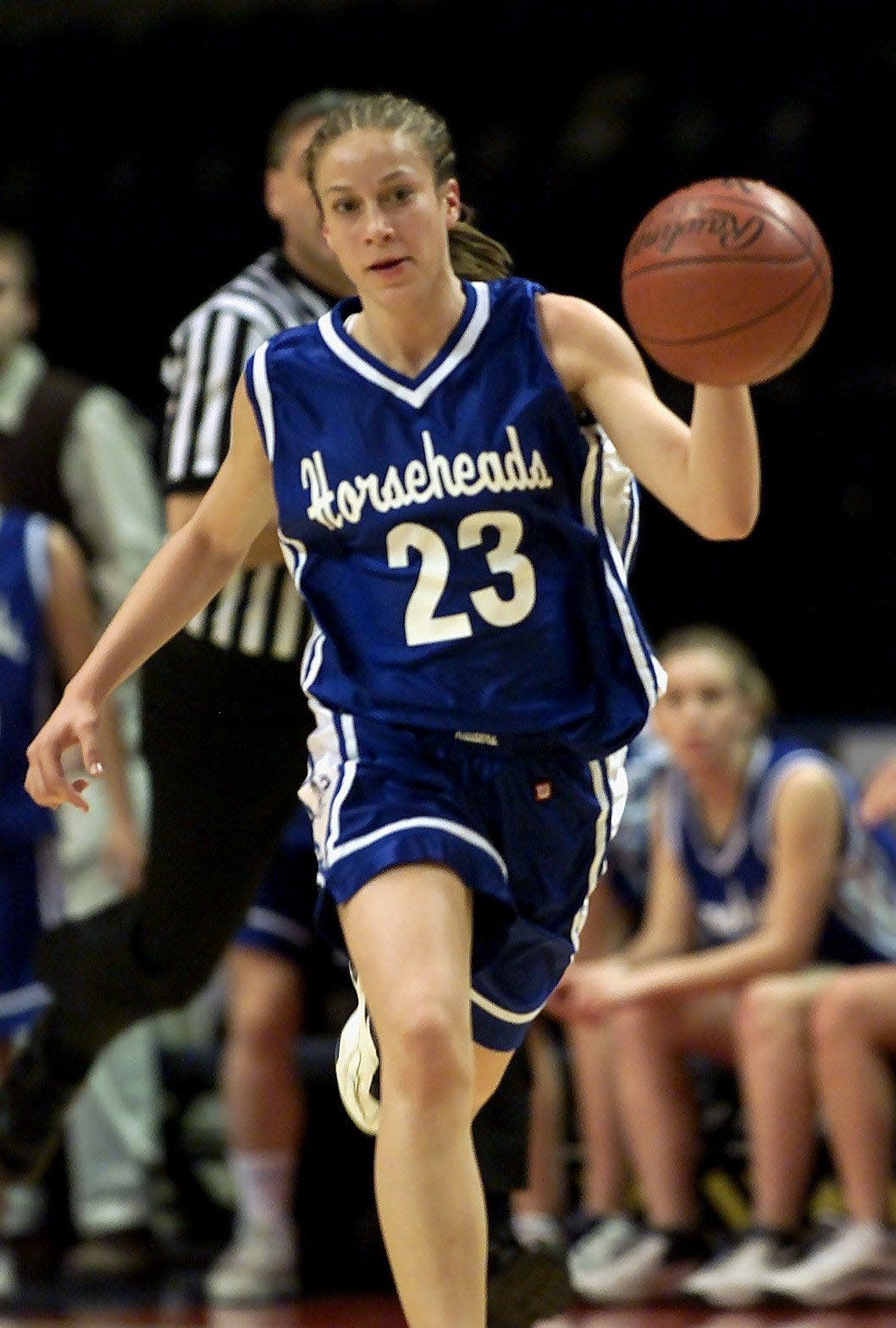 Hollie Cook of Horseheads with the ball against Vestal in the Section 4 Class A championship game in 2001.