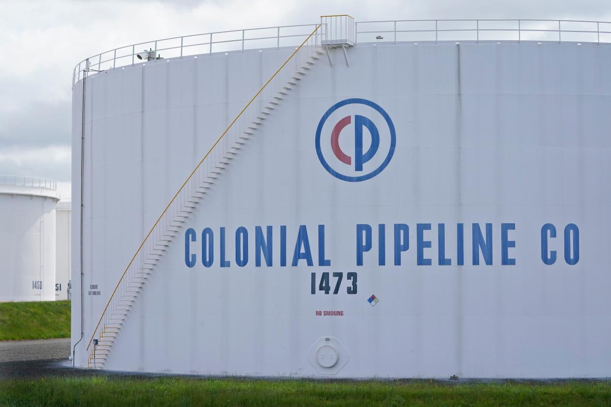 Colonial Pipeline storage tanks are seen in Woodbridge, N.J., Monday, May 10. 