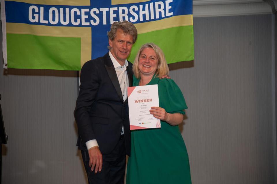 Stroud News and Journal: Nicola Keller with tennis broadcaster Andrew Castle at the award ceremony